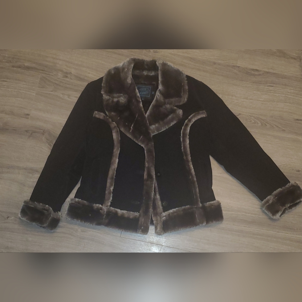 Brand New Steve Madden Suede and Faux Fux Bomber Coat